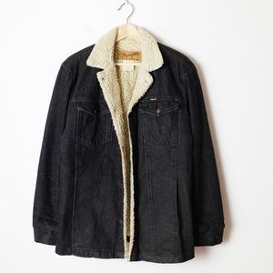 Vintage Wrangler Black Denim Sherpa Trucker Jacket